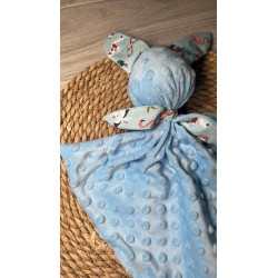 Doudou lapin animaux bleu