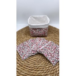 Panier et ses lingettes lavables liberty rose