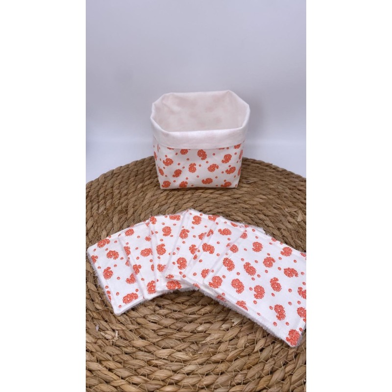 Panier et ses lingettes lavables liberty orange