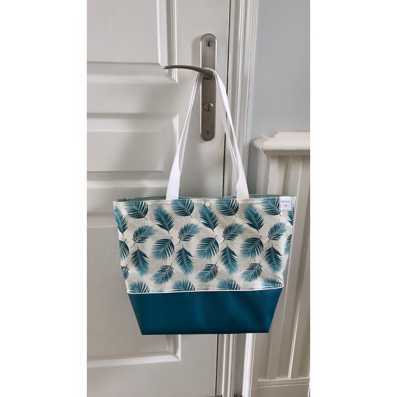 Sac de plage plumes bleu canard