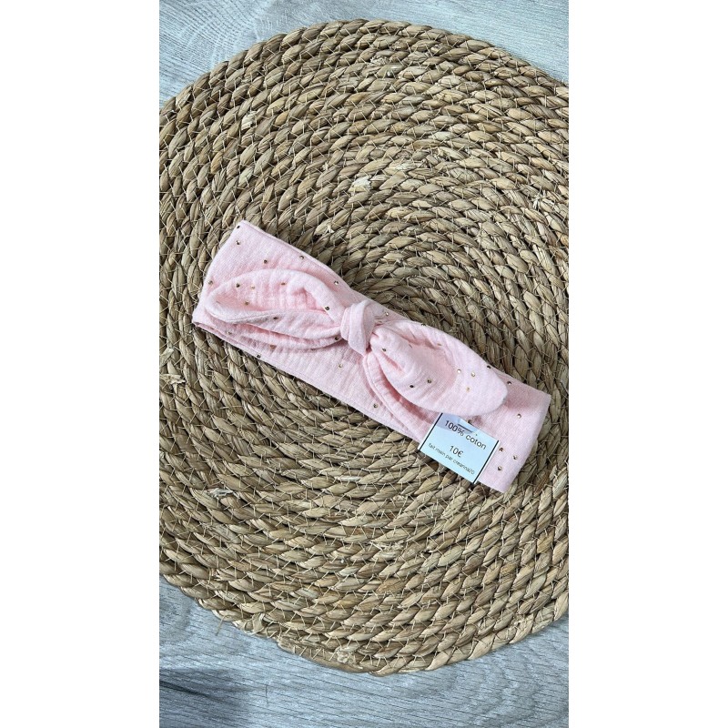 Bandeau double gaze rose