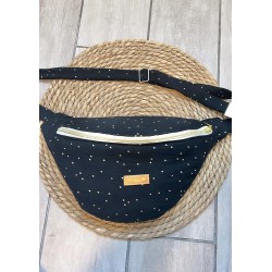 Sac banane double gaze pailletée noir