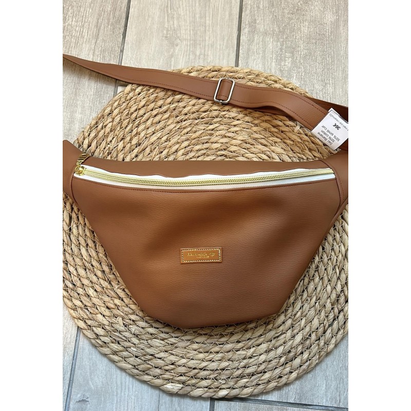 Sac banane simili cuir marron