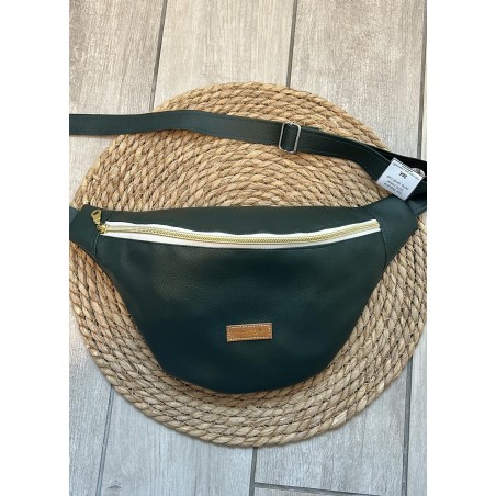 Sac banane simili cuir vert foncé