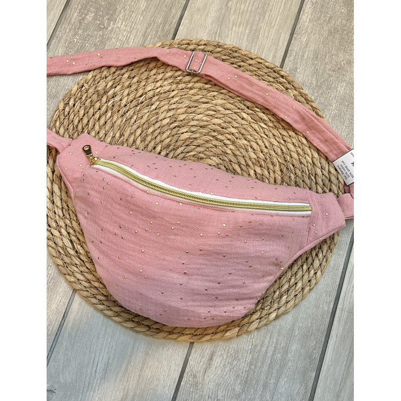 Sac banane double gaze rose