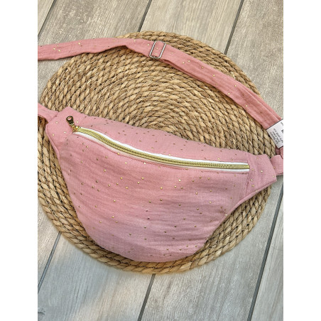 Sac banane double gaze rose