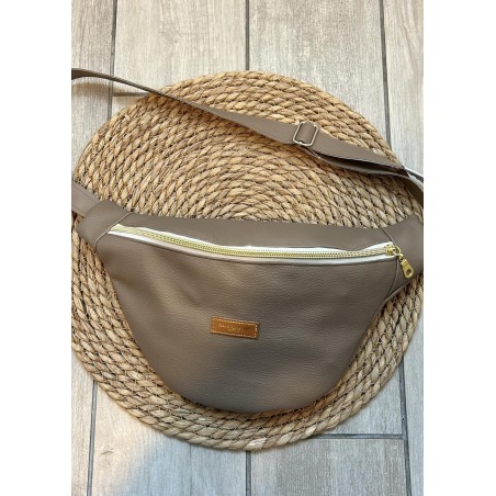 Sac banane simili cuir beige