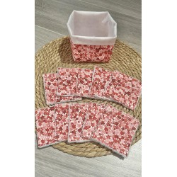 Panier et ses lingettes lavables liberty rouge