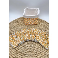 Panier et ses lingettes lavables liberty jaune