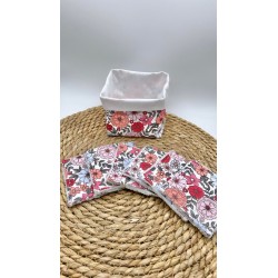 Panier et ses lingettes lavables liberty fleurs