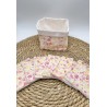 Panier et ses lingettes lavables liberty rose/jaune