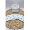 Panier et ses lingettes lavables liberty bleu/vert