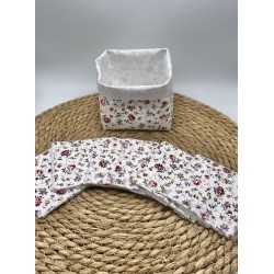 Panier et ses lingettes lavables liberty rose