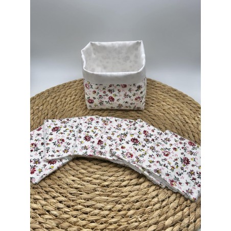 Panier et ses lingettes lavables liberty rose